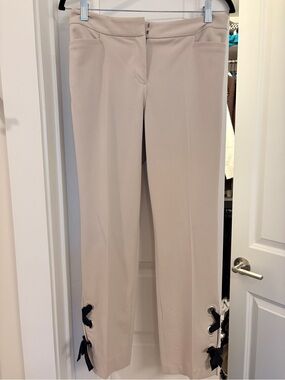 Express Ankle Trousers with Bows (Beige, M)